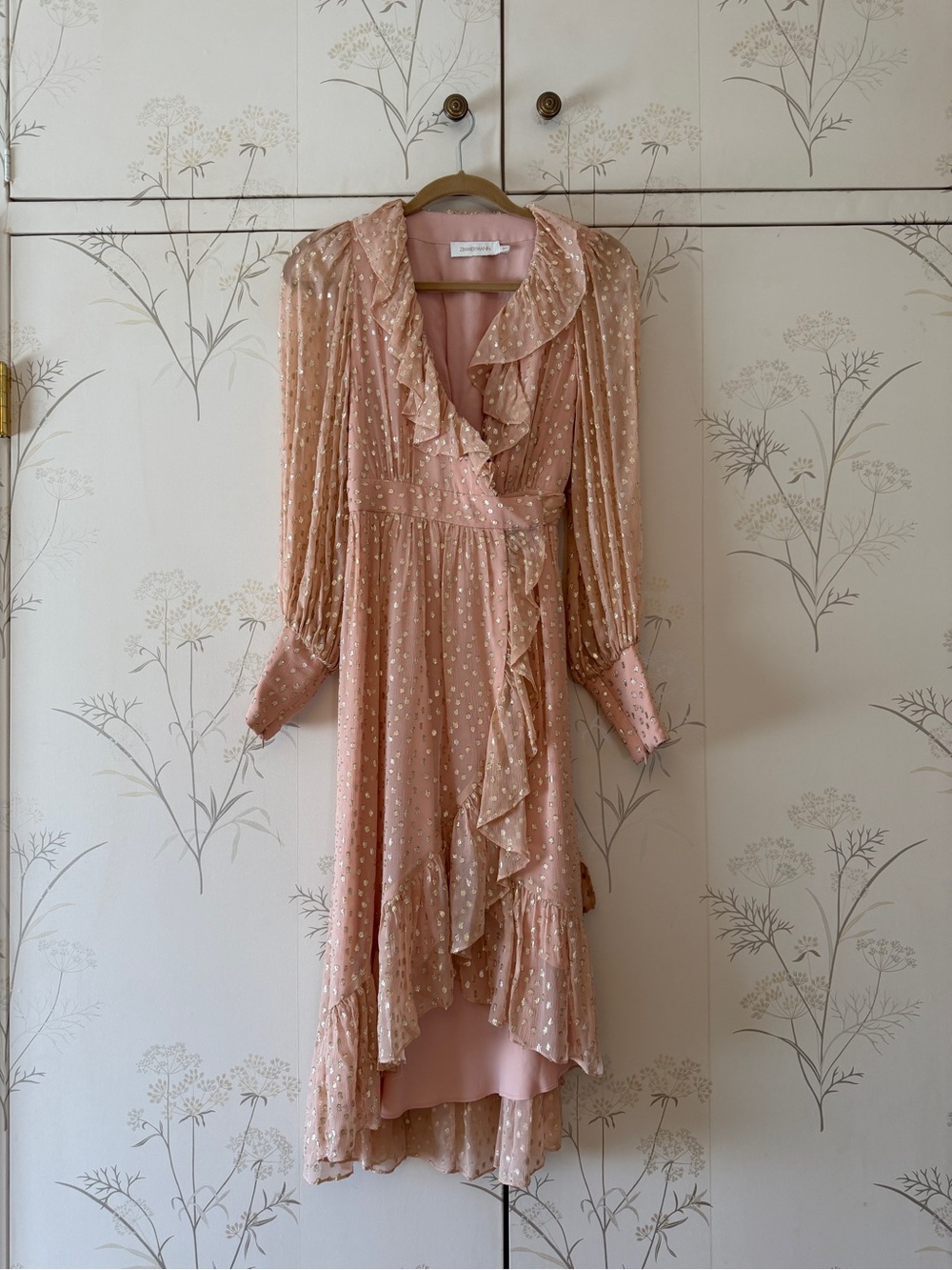 Zimmerman Wrap Midi Dress in Dusty Blush size 0P